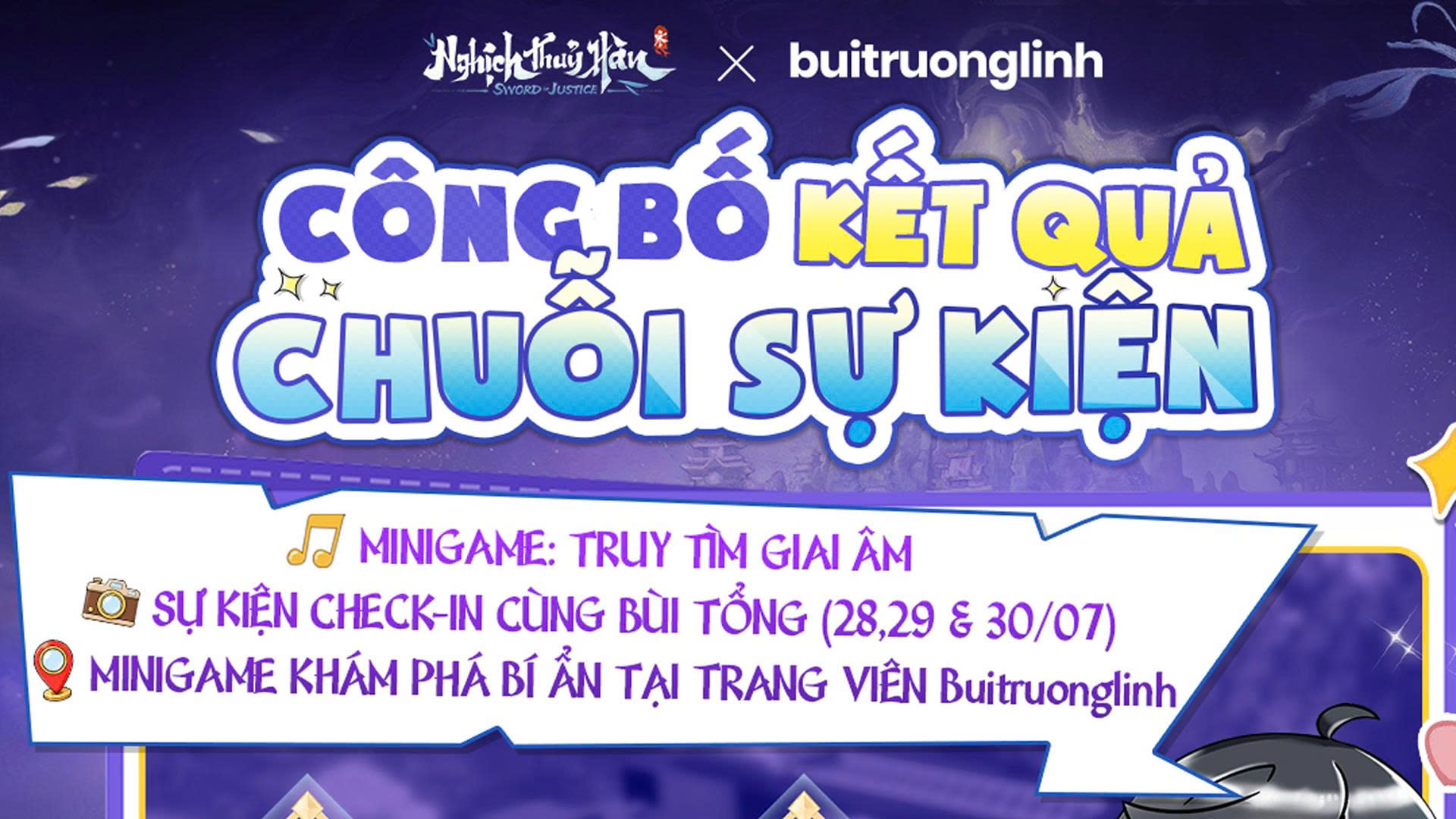 CÔNG BỐ KẾT QUẢ CHUỖI SỰ KIỆN: TRUY TÌM GIAI ÂM, CHECK-IN CÙNG BÙI TỔNG & KHÁM BÍ MẬT TẠI TRANG VIÊN Buitruonglinh