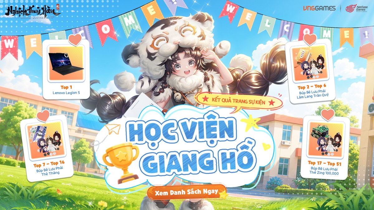 CÔNG BỐ DANH SÁCH TRÚNG THƯỞNG TRANG SỰ KIỆN HỌC VIỆN GIANG HỒ