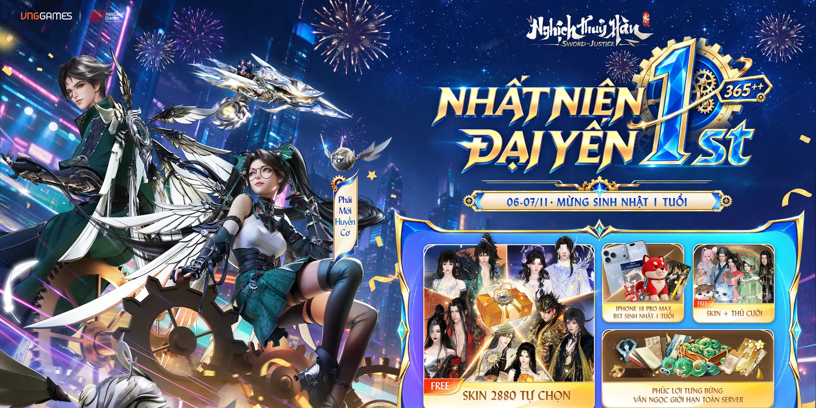 06-07.11 | NHẤT NIÊN ĐẠI YẾN - MỪNG SINH NHẬT 1 TUỔI: FREE NGOẠI TRANG 2.880 & NGỌC TOÀN SERVER