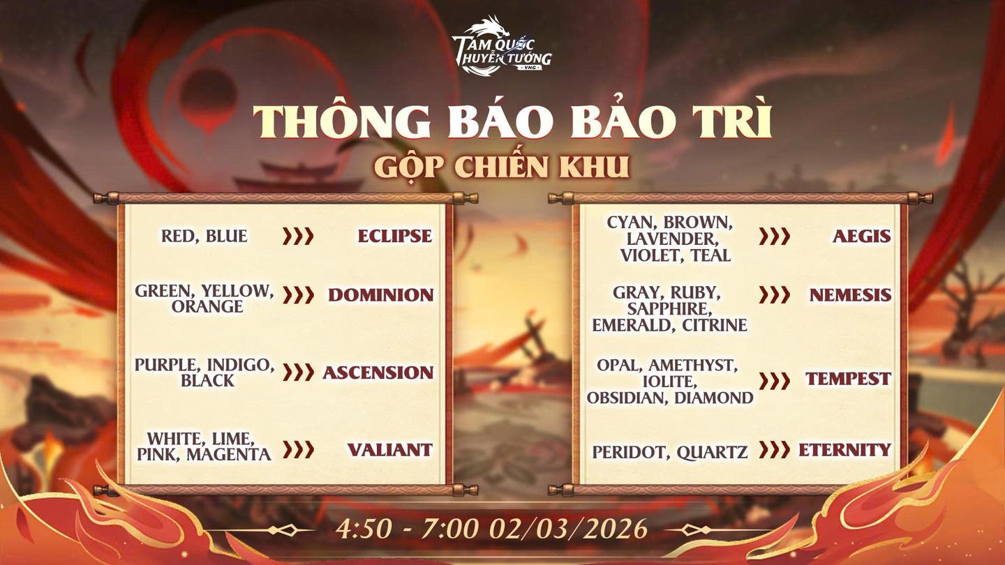  Thông Báo Bảo Trì Gộp Chiến Khu